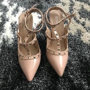 Jojocat Nude Rockstud Heels Pumps Size 8